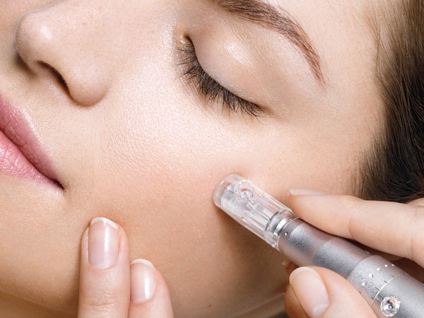 Person receiving microneedling